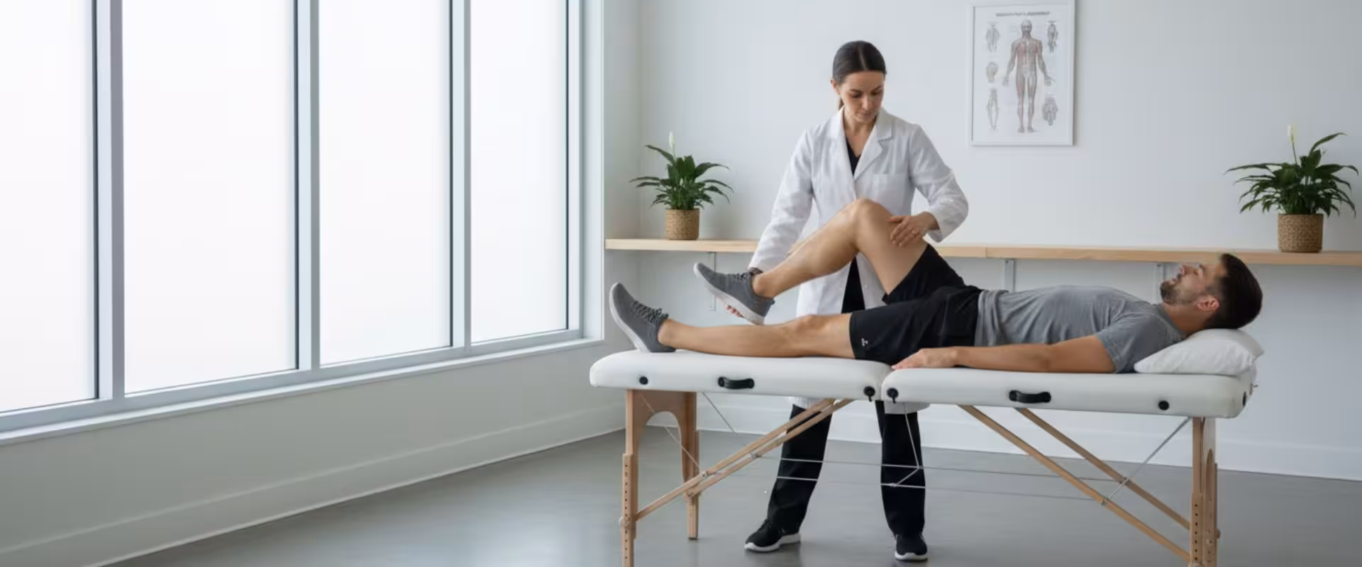 Profissional realizando teste muscular manual especializado em Balanceamento Muscular Módulo 1, demonstrando avaliação de biofeedback e resposta do sistema nervoso para diagnóstico energético integrado